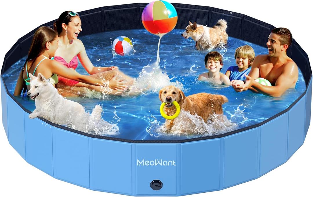 Meowant Extra Large Dog Pool Foldable 120'', Hard Plastic Dog Swimming Pools Kiddie Pool, Collapsible Dogs Pet Bath Pools, Portable Deep Dogs (7XL-120'' 20'')