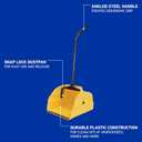 Quickie Debris Dustpan with Handle, Jumbo Debris Pan, Trash Collection for Industrial/Professional Cleaning