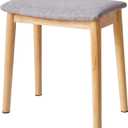 IBUYKE Saddle Cushion Vanity Stool Chair, Foot Rest Stool with Solid Wood Legs, Modern Vanity Bench Ottoman for Piano, Upholstered Seat for Bedroom, Entryway, Wooden Legs&Light Gray WBD007NG