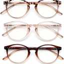 JOLISU 5 Pack Reading Glasses For Women/Men-Blue Light Blocking Computer Reader w/Round Frame - Retro Clear Lens Fake Eyeglasses1.5