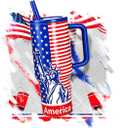 40oz American Flag Insulated Tumbler with Handle, Red White & Blue | Stainless Steel, Leakproof, Travel Mug, with lid and straw,for Work, Travel (EXP 11/28/35)