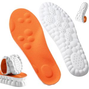 4D Steppers Insoles for Men & Women - Memory Foam Soles Massage Shoe Inserts - Trim to Fit Cloud Insoles for Foot Pain Fatigue Relief (Orange, L)