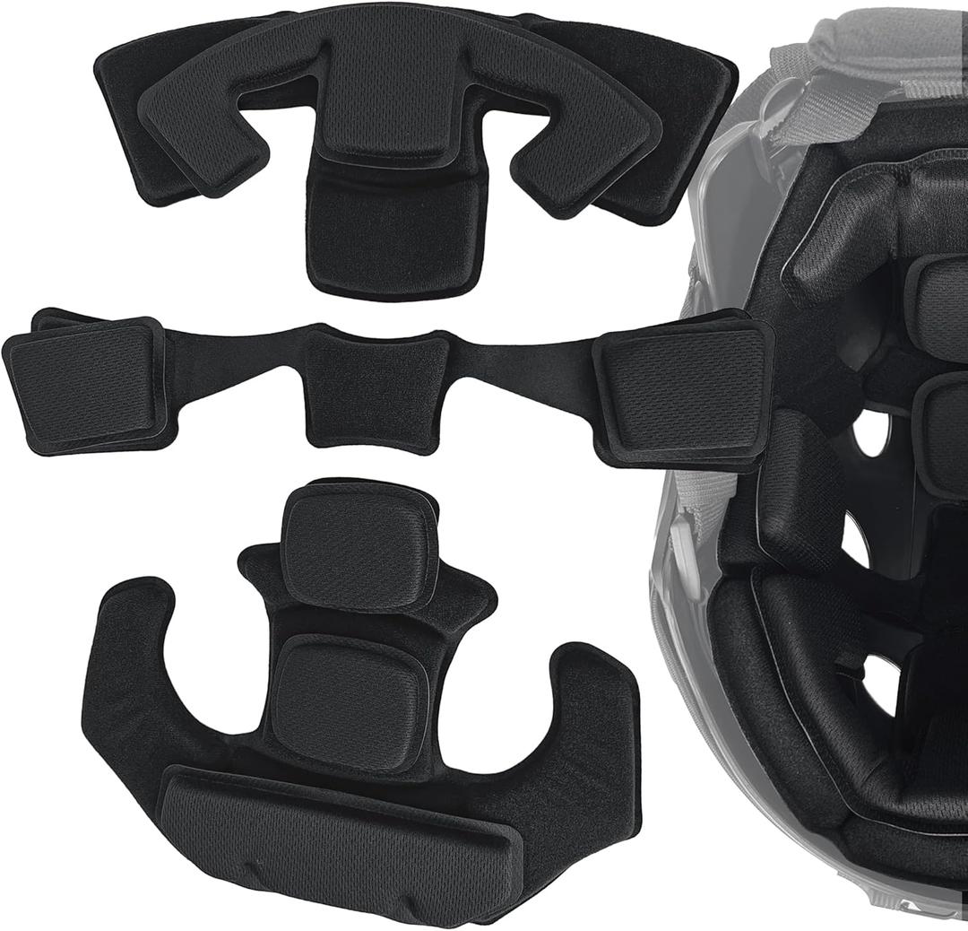 Universal Tactical Airsoft Outdoor Combat Internal Replacement Memory Foam Pad Padding Inserts Protective Mat Kits Set Accessories Compatible for Fast/Mich/ACH/USMC/PASGT/EX Helmet (Black)