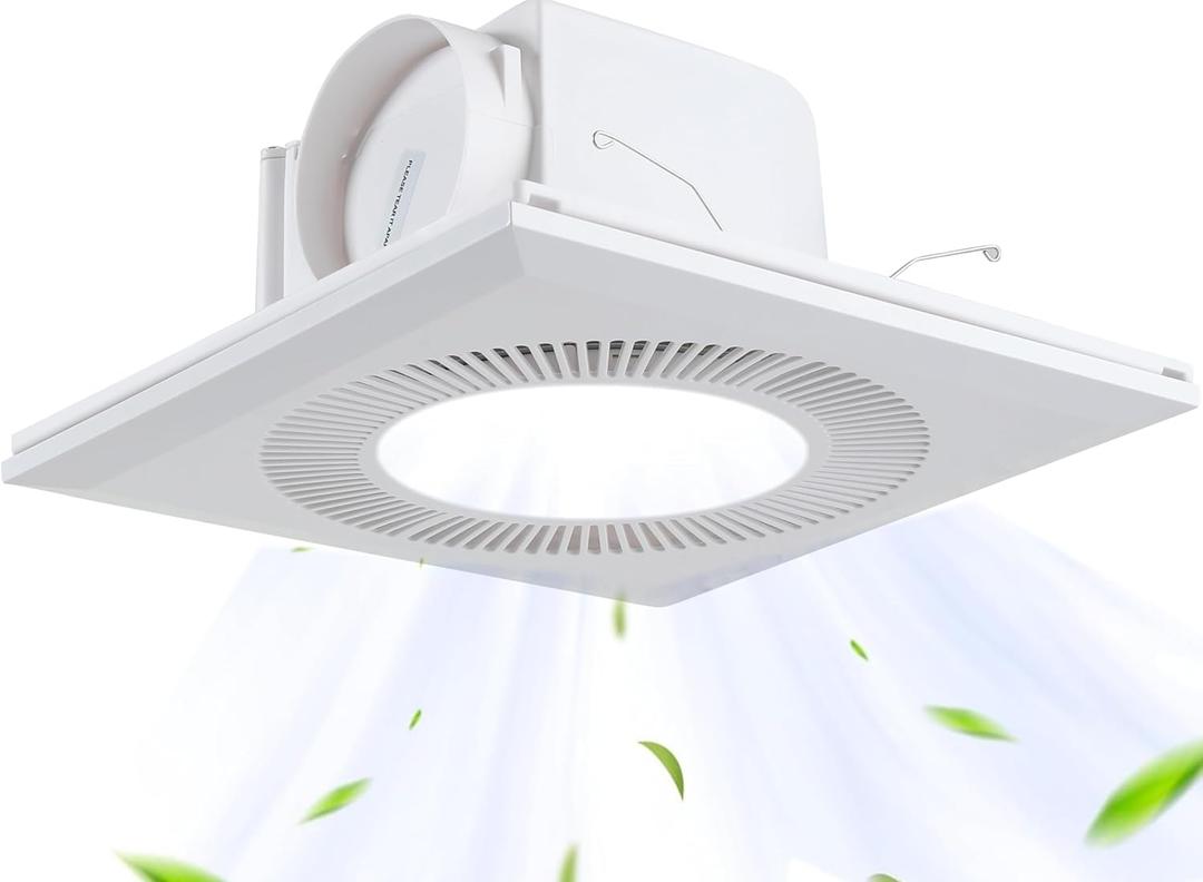 Bathroom Exhaust Fan with LED Light Ceiling Mount Ventilation Fan 136 CFM 1.0 Sones 4 Inch Duct Quiet Bathroom Vent Fan with Light Combo 6000K for Home Bath Office Hotel