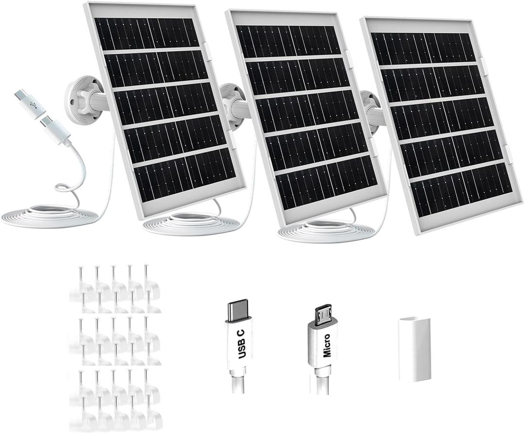 7W Solar Panel for Eufy Camera Compatible with Eufycam 2C/2C Pro/2/2 Pro/E20/E40/E, USB Solar Panel with USB-C Port Outdoor Camera, 9.8ft Cable with 360 Adjustable Bracket