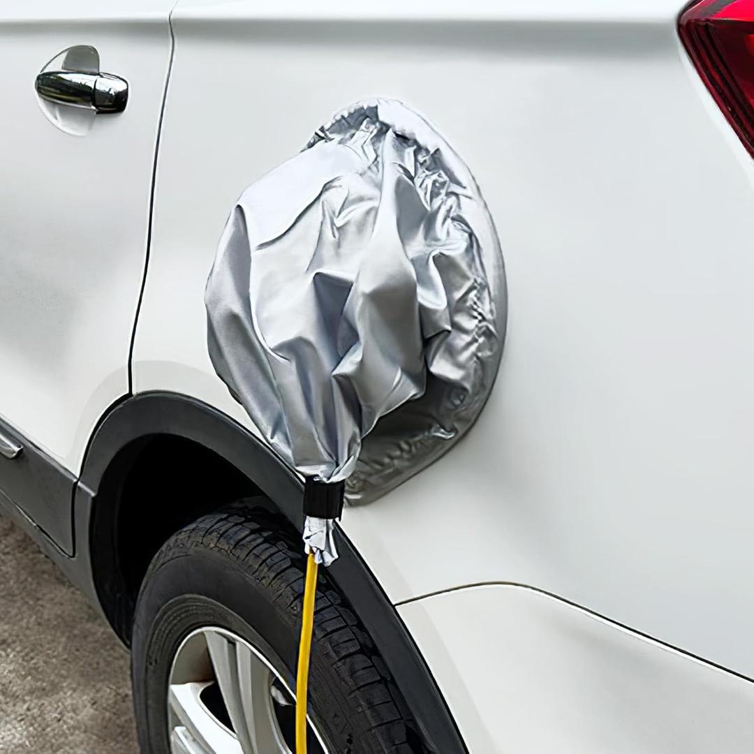 EV Charger Plug Port Cover, Waterproof Electric Car Charger Plug Cover, Outdoor Rain Sun UV Snow Dust All-Weather Protection, Car Charging Accessories for Most Electric Vehicles (Silver) 