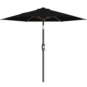 AreShark 7.5FT Patio Umbrella Table Market Umbrella w/ Tilt and Crank, Heavy-Duty Outdoor Umbrellas for Pool, Deck, Garden and Backyard, Black