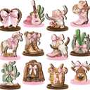 Wesiti 12 Pcs Cowgirl Party Decorations for Table Western Cowgirl Table Decorations Coquette Wooden Bownot Boot Hats Centerpiece Tabletop Decor for Tiered Tray Decor Bachelorette Favor