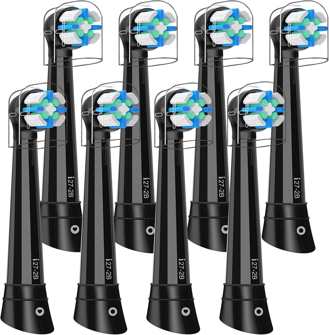 8 Pcs Toothbrush Head Compatible with Oral B IO 2/3/4/5/6/7/8/9/10 Series Electric Toothbrush, Replacement Heads Compatible with Oral B IO for Cleaning Teeth and Removing Plaque (Black)