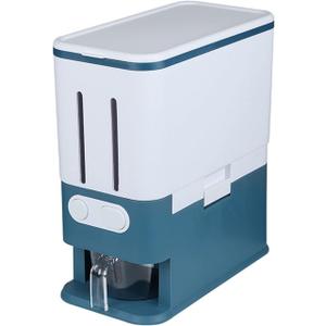 Rice Dispenser, Multi-Function Separate Airtight Grain Storage Container Automatic Rice Bucket with Lids, Household Cereal Dispenser Bucket(Green)