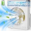 Misting Fan Portable, 8000mAh 8-Inch Rechargeable Battery Operated Fan with 600mL Water Tank, Cooling Desk Misting Fans for Outside, Perfect Quite Mist Water Spray Fans for Home Office Camping Patio (White)