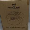 Medical king Foot Spa Massager with Heat, 14 Rollers in Foot Shape - 5 in 1 Foot Bath Massager - Adjustable Heating, Bubbles, Vibration, Pumice Stone, Mini Massage Points