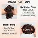 2PCS Messy Bun Piece for Women - Fake Hair Scrunchie & Bun Extensions, No-Slip Elastic Ties for Instant Updo, Wavy Curly Scrunchies for Thin/Thick Hair (Cream Blonde