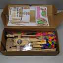 Handmade Wooden Fencing Puppets Toys , Whack A Balloon Strategy Board Game,Balloon Bamboo Man Battle Pre Assembled, Challenge Friends , Game Night Favorite ,Party Games for Groups (with 200 Balloons)