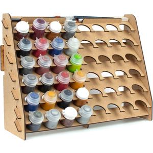 PROSCALE Wall Paint Rack Organizer for Miniatures & Modeling, Vertical Paint Stand with 33mm Pot Holes + Top Brush/Tool Holder, Compatible with Citadel (33mm)