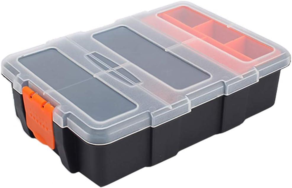 Small Tool Parts Box, Plastic Tool Storage Case, Home Hardware Organizer with Removable Dividers, Small Toolbox for Nails, Screws, Nuts and Bolts, 10-Compartment (15.5x22.5x5.6cm/6.1x8.9x2.2in)