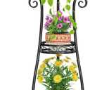 LASZOLA 3 Tier Black Metal Plant Stand for Multiple Large Planters Indoor Outdoor Organizer, Heavy Duty Tall Flower Stand for Corner Patio Bathroom Office, Modern Sturdy Vertical Iron Rack, Cat Proof