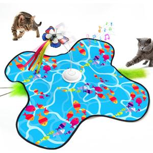 Interactive Cat Toys for Indoor Cats: Fluttering Butterfly, Moving Concealed Feathers, Realistic Animal Sounds - Rechargeable & Touch Activated Cat Toy for Bored Adult Cats