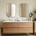 ANDY STAR 20x30 Inch Brushed Nickel Mirror, Silver Bathroom Mirror, Modern Rounded Notched Corner Mirror in Rustproof Stainless Steel Thin Frame, Compact Size Ideal for Small Bathroom Remodel