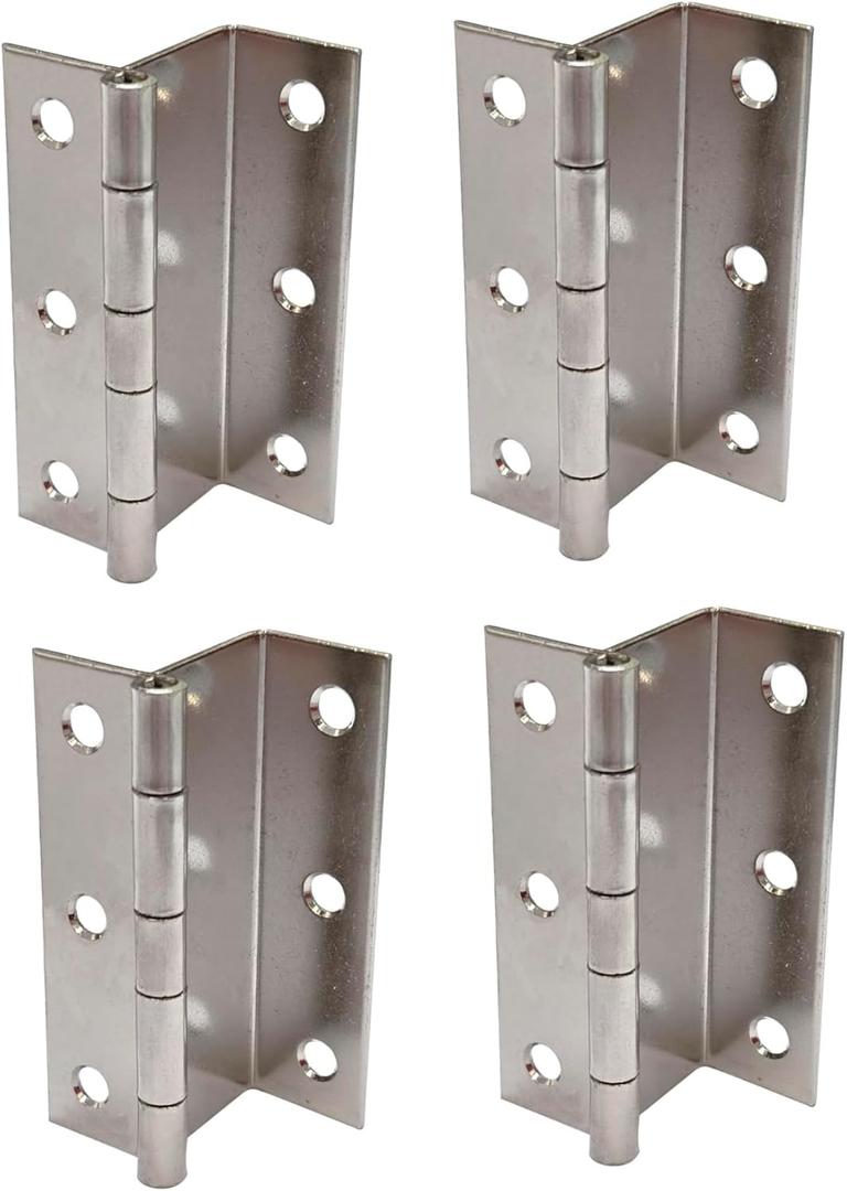 QCAA Three Fold Shutter Hinge, Half Surface for Shutter, Cabinet, Furniture, 2-1/2" x 1.2mm, Nickel Plated, Made in Taiwan, 4 Pack