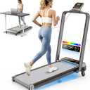 Walking Pad Treadmill with 15% Incline/Handle Bar/2 Screen Display, 3.5HP Foldable Walking Pad Treadmill, Portable Treadmills for Home with 4 Adjustable Incline, 350+lb Capacity, Smart App, RGB Light