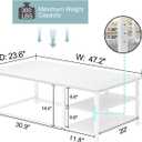 EXCEFUR White Coffee Table, Modern Rustic Wood Center Table with Storage for Living Room, Industrial Rectangle Cocktail Tea Table, 47 Inch, 47.2 Inch