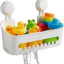 Bath Toy Storage Organizer,Kids Bathtub Toy Holder with Drain Holes,Shower Caddy for Bathtub,No Drilling Shower Caddy Suction Cup,Waterproof Storage Basket for Bathroom,Kitchen