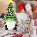 ORIENTAL CHERRY Christmas Decorations - 12 Lighted Up Gnomes Ceramic Christmas Tree with 46 Multicolored Lights - Small Mini Prelit Xmas Holiday Decor for Tabletop Home Room Table Fireplace Office