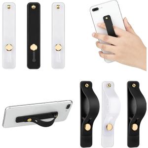 Weewooday 6 Pieces Phone Grip Holder Cell Phone Grip Strap Telescopic Finger Strap Stand Universal Finger Kickstand for Most Smartphones(White, Black)