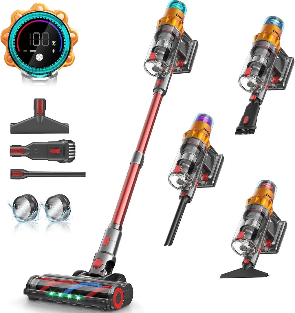 Belife S8 Cordless Vacuum Cleaner, 600W 48Kpa Stick Vacuum with 65Mins Runtime, Self-Standing, 1.6L Large Dust Cup, Anti-Tangle Smart Wireless Handheld Vacuums for Carpet, Hardwood Floor & Pet Hair