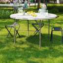 Flash Furniture 4-Foot Round Bi-Fold Granite White Plastic Folding Table, 48" Round