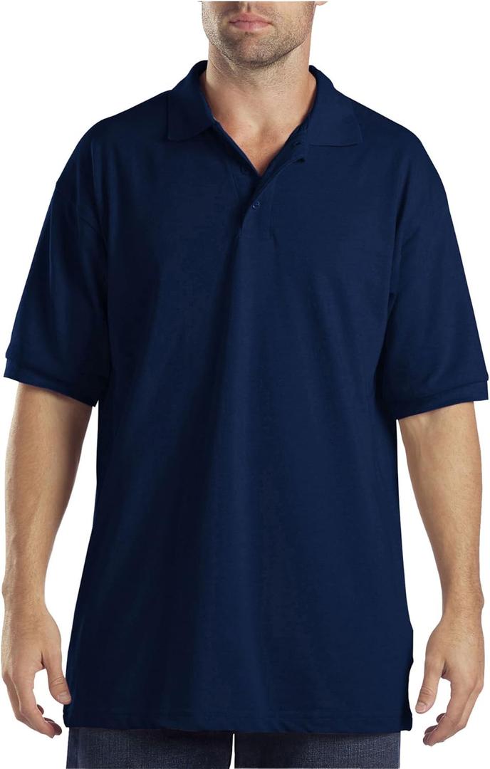 Dickies Men's Big Short-Sleeve Pique Polo Shirt (3X-Large, Dark Navy V1)