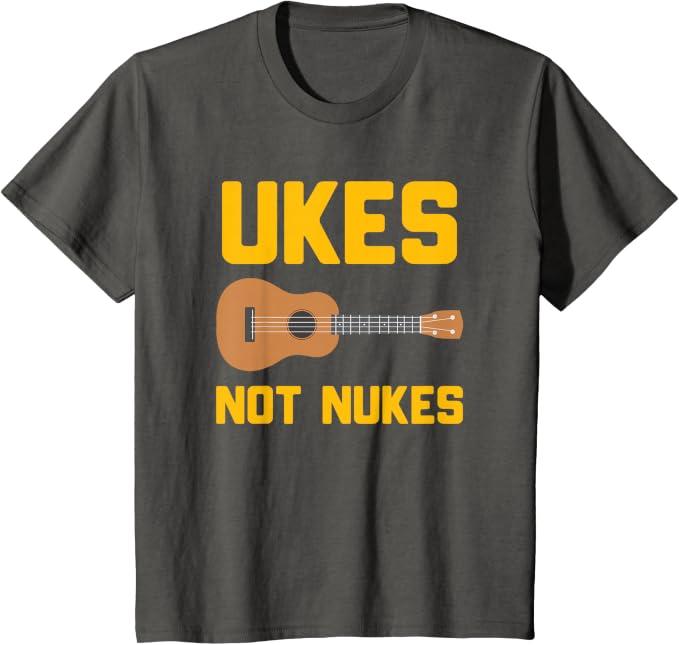 Funny Ukulele Shirt - Musician Gift - Ukes Not Nukes T-Shirt, XS Kids