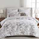 Levtex Home Pisa Reversible Full/Queen Comforter Set (90x94in) with 2 Pillowcases (26x20in) - Floral Peacock - Grey/Taupe - 100% Cotton Full/Queen Size Comforter Set - Soft, Pre-Washed