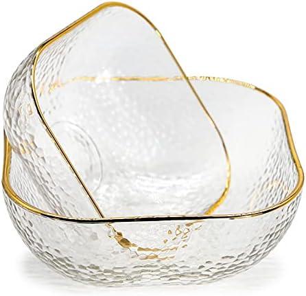 TOSSOW Square Glass Mixing Bowl Set of 2, Serving Bowls All Purpose Transparent Salad Bowls, for Fruit, Snacks, Sauces, Popcorn and More