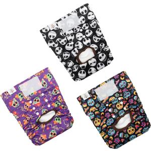 CuteBone Dog Diapers Female Washable Large 3 Pack Reusable Doggie Diapers Puppy Period Pants for Doggy Heat Cycle Peeing D41L