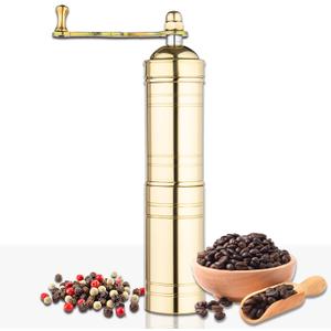 Decorative Handmade Turkish Black Pepper & Coffee Grinder, Refillable Turkish Spice Mill with Adjustable Coarseness, Manual Coffee Mill with Handle, Coffee Grinder Metal with Hand Crank (23cm)
