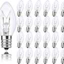 15-Pack C7 Incandescent Bulbs 4W 120V E12 Base - 30LM 2700K Warm Amber Glow 90+ CRI Dimmable Bulbs for Night Lights and Appliances