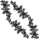 GORGECRAFT 2PCS Neckline Applique Collar Trims Patch Embroidered Floral Water Soluble Lace for Wedding Dress Gown Costumes Sewing Clothing Accessories (Black)