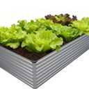 DIIYIV Galvanized Raised Garden Bed Kit Outdoor Patio,8x4x2ft Large Rectangular Metal Planter Boxes,Deep Root Box Planter for Gardening,Vegetables,Flowers,Herbs-Silver