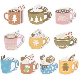 Xqumoi 30 Pack Hot Cocoa Sticky Notes - Christmas Self Sticky Notepads Writing Memo Pads Hot Cocoa Lover Office School Supplies Xmas Winter Holiday Birthday Gift Goodies Bag Fillers
