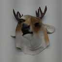 Sika Deer Mask Animal Head Helmet Giraffe Masks Spotted Deer Full Over Head Mask Deluxe Costume Party Latex Cervus Nippon Face Mask for Adult