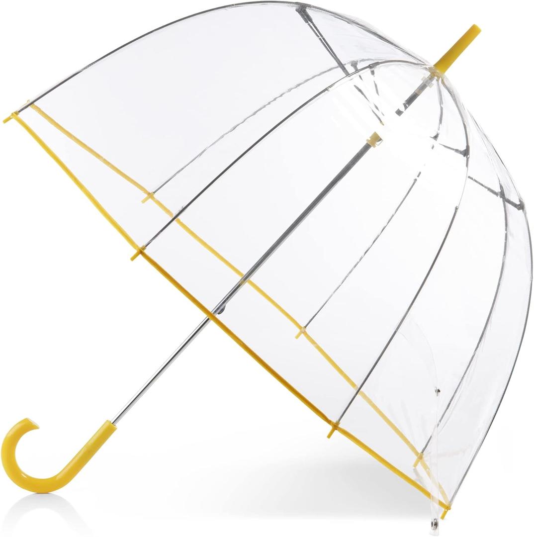 totes Adult Clear Bubble Umbrella with Dome Canopy and Lightweight Wind and Rain Protection (Lemonade)