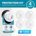 Clear Silicone Door Knob Cover & Wall Protector Soft Rubber Handle Grip for Arthritis Support and Quiet Damage Prevention (4 Pack)