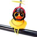 wonuu Rubber Duck Toy Car Ornaments Yellow Duck Car Dashboard Decorations Squeeze Duck Bicycle Horns with Propeller Helmet (Red&Black)