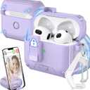 for AirPods 3rd Generation Case Cover, Compatible with Magsafe, Magnetic Automatic Lock, Charging Port Dust-Proof & Stand Design with Cleaning Kit, Purple