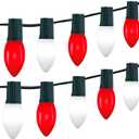 Vintage C9 LED Christmas Lights Outdoor, 150 Feet C9 String Lights with 75 Shatterproof C9 Bulbs, Waterproof Connectable Christmas Tree Lights for Outside Roofline Patio Xmas Decor, Red & Pure White