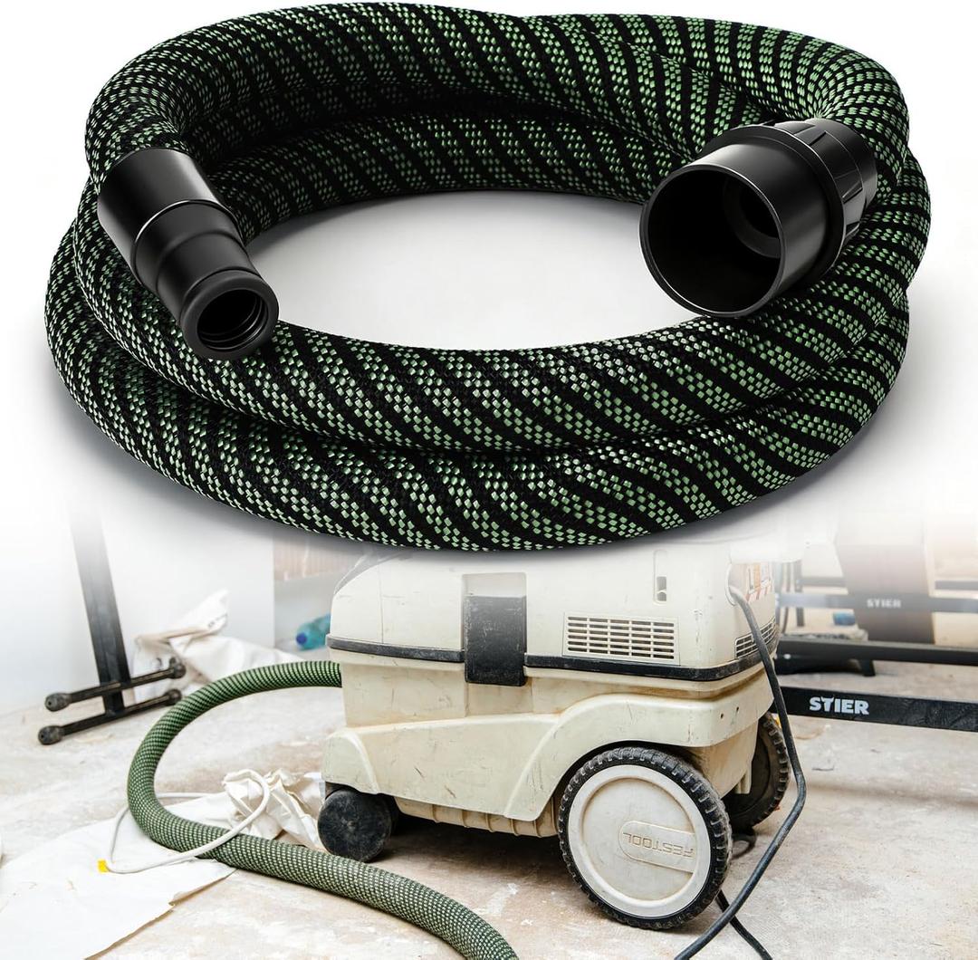 Dust Extractor Hose D27/32x3.5m Vacuum Suction Hose 11.5ft, Compatible with Mini and Midi Vacuum, for Home and Shop Vacuums, Green
