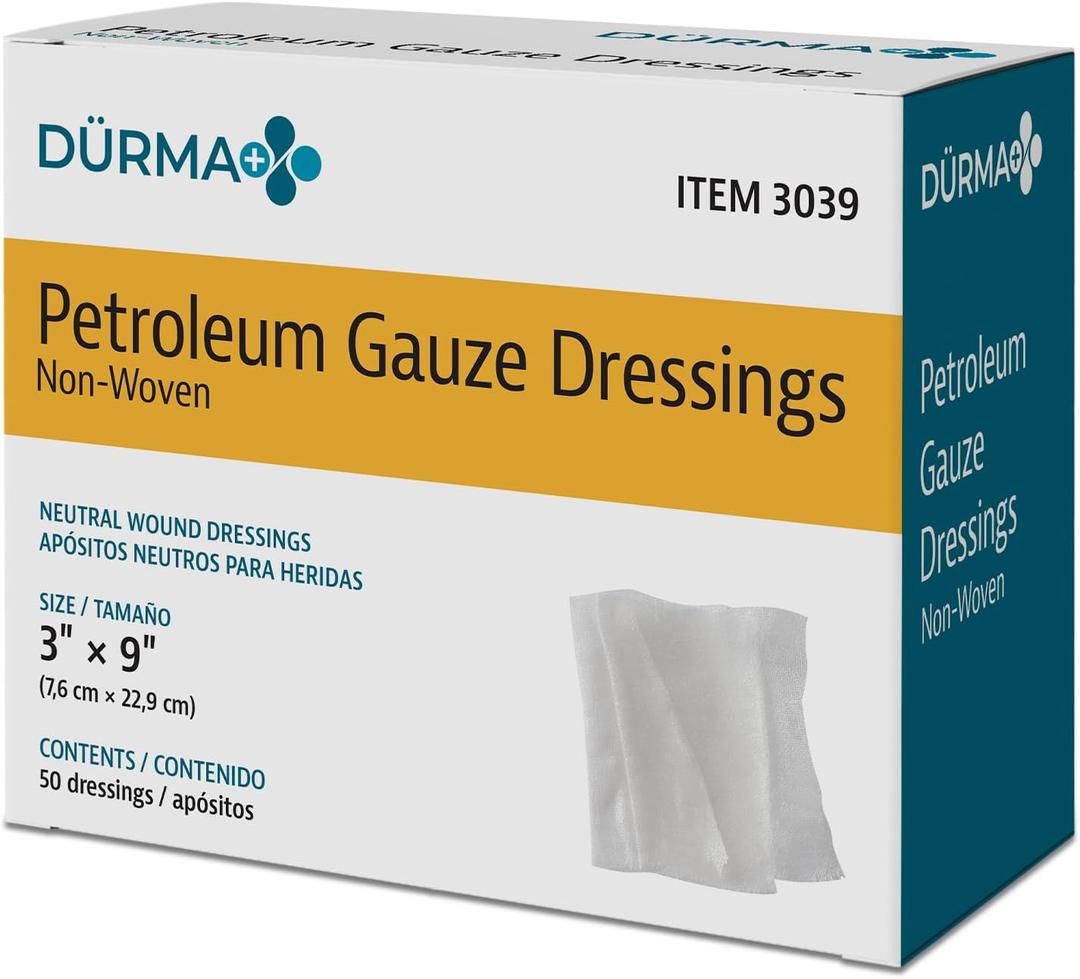 Dynarex Sterile Petroleum Non Adhering Gauze Dressing for Wounds, 50 Count