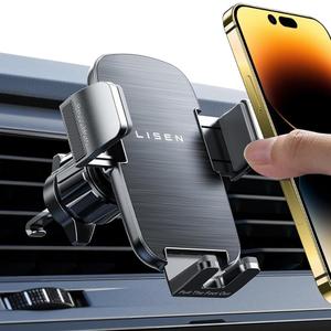 LISEN Car Phone Mount, Phone Holders for Your Car [Thick Cases Friendly] Car Vent Phone Holder & Metal Hook Valentines Day Gifts for iPhone 17 Air Pro Samsung Google and All 4-7'' Phone